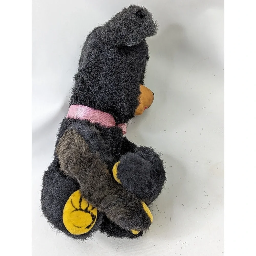 Vintage Black Bear Plush Rubber Nose 8‎ Inch Japan Stuffed Animal Toy